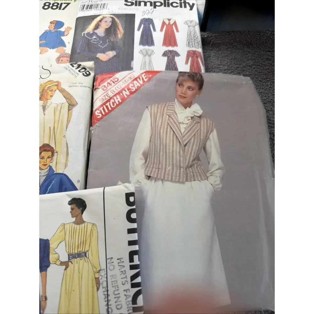 14 Vintage 1960'S /70/80s Sewing Patterns Dresses Blouses Kids Patterns & More